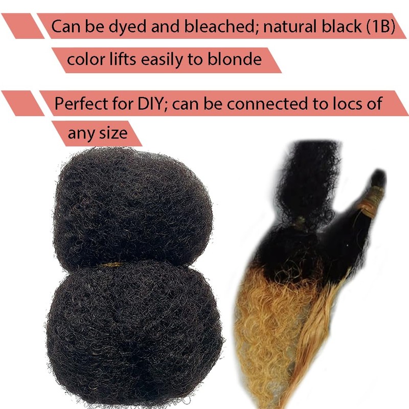 Tight Afro Kinky Human Hair for Dreadlocks,Ideal for Making Locs,Repair