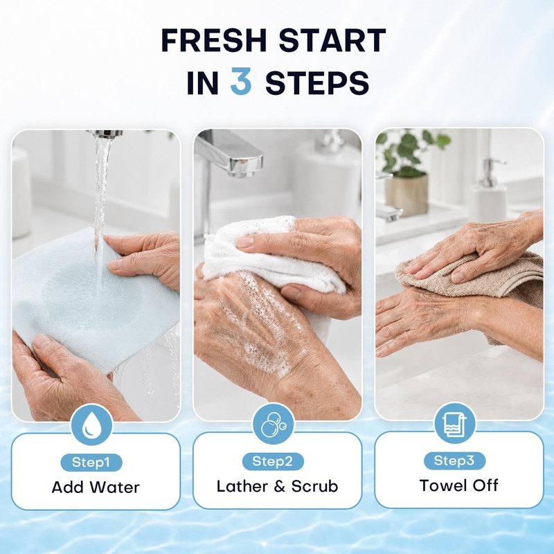 Bulk Disposable Rinse Free Bath Sponges, No Rinse Bathing Wipes