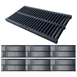 Natotela A15 6 Pack Polymer Plastic Channel Drain Grate-19.7x9.8x1 in Durable Trench Cover,Total Length 118 in Polymer Drain Strainer,Outdoor Drain Grates for Yard Fence Sidewalk Houseside