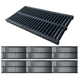 Natotela A15 6 Pack Polymer Plastic Channel Drain Grate-19.7x9.8x1 in Durable Trench Cover,Total Length 118 in Polymer Drain Strainer,Outdoor Drain Grates for Yard Fence Sidewalk Houseside