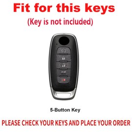 TECART Premium Leather 5-Button Key Fob Cover Case Fit for Nissan Rogue Pathfinder Versa Kicks Sentra Ariya 2023 2024 Remote Start Key Holder Protector Accessories Blue