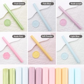 Sealing Wax Sticks, WASOHLING 12 Pcs Wax Seal Sticks for Wax Seal Stamp, 6 Colors Glue Blue Kit for 0.43'' Full Size Glue Gun (Macaron Series)