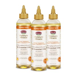African Pride Moisture Miracle 5 Aceites Esenciales Para El Cabello(Paquete De 3) - Contiene Castor, Semilla De Uva, Argán, Coco Y Aceite De Oliva, Sella La Humedad Y Agrega Brillo Y Fortalece El Cabe