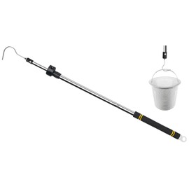 Greeily Pool Retrieval Hook for Robotic Pool Cleaner, 37" to 64" Pool Filter Basket Hook Telescopic for Pool Skimmer Basket Robot with Comfortable Sponge Handle Stainless Steel Pole