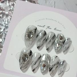 Smoke Veil  Handmade Nail Tips - Coffin / Smoke Veil  수제네일팁 - 코핀