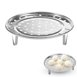 HERCHR Steamer Rack, 9.5 Inch Stainless Steel Steamer Rack Steam Tray with Removable Legs, Pressure Cooker Canner Rack Round Pot Steaming Tray for Steamer Cookware Instant Pressure Cooker, 24x24x5cm