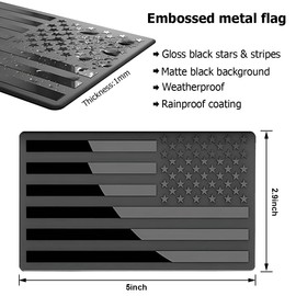 Zpana American Flag Metal Car Emblem Decal, 2PCS Embossed 3D Aluminum Alloy Vehicle Bumper Sticker, Patriotic Automotive Side Window Decal Accessories, Universal for SUV, Sedan, Truck(Black)