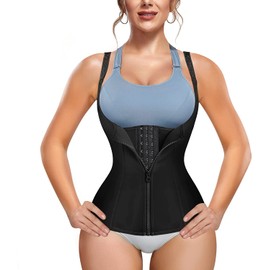 Bingrong Waist Trainer Corset Vest Sport Body Shaper Workout Corset Underbust Waist Cinchers Women Latex Cincher Tummy Tank(Black, S)