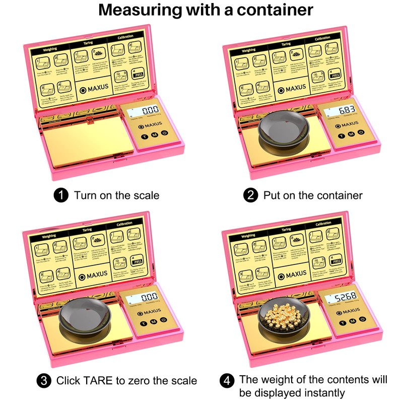 MAXUS Digital Gram Scale with 200g x 0.01g Capacity, Stylish