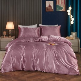 Blush Pink Comforter Set Queen Silk Like Satin Bedding Set Luxury Hotel Silky Bed Home Deocr Sexy Silky Down Comforter Pink Bed Set 3 Pcs
