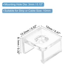 TOP-VIGOR 50Pcs LED Strip Light Clips, Mounting Bracket Fixing Clips Plastic Clamp Holders Waterproof LED Strip with Screws for 10mm Neon RGB Light Cable Ribbon, Clear