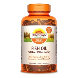 Aceite De Pescado Sundown 1200mg 360mg Omega3 100 Cápsulas Sabor Sin Sabor