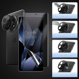 ShinKin Privacy Screen Protector Compatible with One Plus 13 5G, [2+2 Pack] Anti-Spy Flexible Hydrogel Film + Camera Protection Tempered Glass Film, Anti-Scratch Anti-Spy Film for One Plus 13 5G