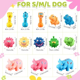 RoundFunny 13 Pcs Squeaky Dog Toys Durable Latex Squeaker Puppy Chew Rubber Dog Toys Boredom Animals Interactive Dog Toys Colorful Funny Fetch Toy for Small Medium Breed
