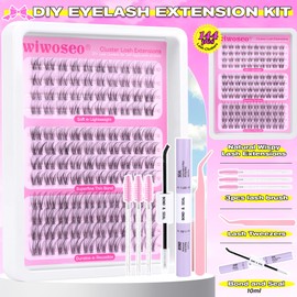 wiwoseo Wispy Lash Clusters Natural Eyelash Clusters Kit Wispy Cluster Eyelash Extensions Clusters Lashes Pestañas Postizas Naturales Lash Clusters Kit Invisible Thin Band Lashes Clusters for Beginner