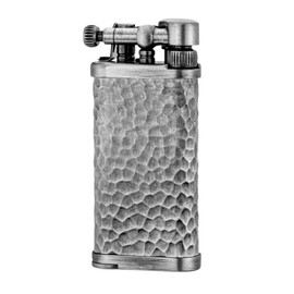 DC Crafts Pipe Bag with IM Corona Old Boy Pipe Lighter - Includes Czech Pipe Tool, & 5 Pack of IM Corona Flints - (Antique Silver Hammer Tone)