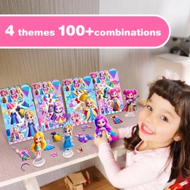 ZHOC Magnetic Dress Up Dolls for Girls, Princess Cute & Sweetheart Magnet Dolls Dress Up Kits, [2 Pack] Travel Game Car Road Trip Airplane Activity Toys Birthday Gifts for Toddler Girls Ages 3-8