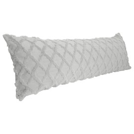 Home Long Body Lumbar Pillow case Cover,Solid Color Geometry Cushion Plush Pillow Covers Decorative,Fall Nordic Style and Special Embroidery,use in Bedroom Couch Living,21 * 54inch,1 pc (Light Gray)