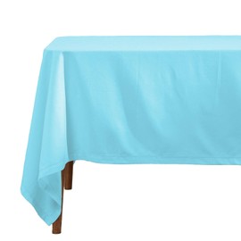 HOMESCAPES Blue Table Cloth, Plain Cotton Tablecloth, Large Rectangular, Handcrafted & Durable Dining Table Cover with Hem Stitch, Hypoallergenic, Washable, 137 x 228cm