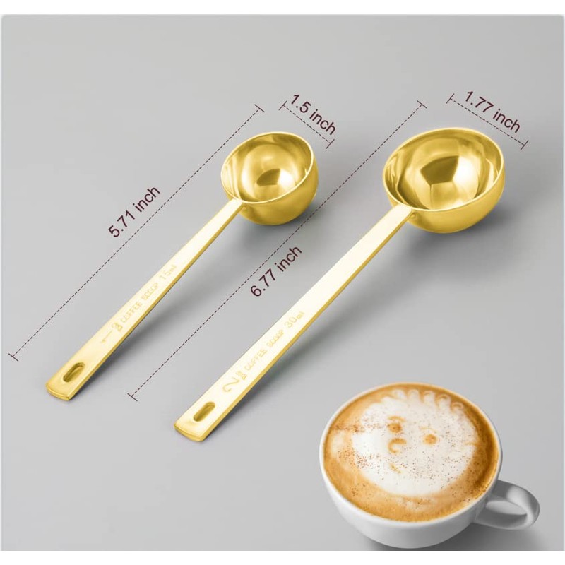 Safring Premium Coffee Scoop Set, Set of 2, Metal Stainless