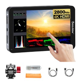 Desview R6 Camera Monitor 5.5 inch Touch Screen 2800nits Ultra High Brightness IPS 178° View Angle with 3D Lut Waveform VectorScope Histogram Full Feature Field Monitor 4K HDMI Support 8V DC Output