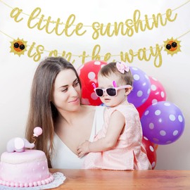 A little Sunshine Is On The Way Banner, Sunshine Boy Baby Shower Banner, You are My Sunshine, Sunshine Birthday, Gender Reveal Party Decorations, Gold Glitter