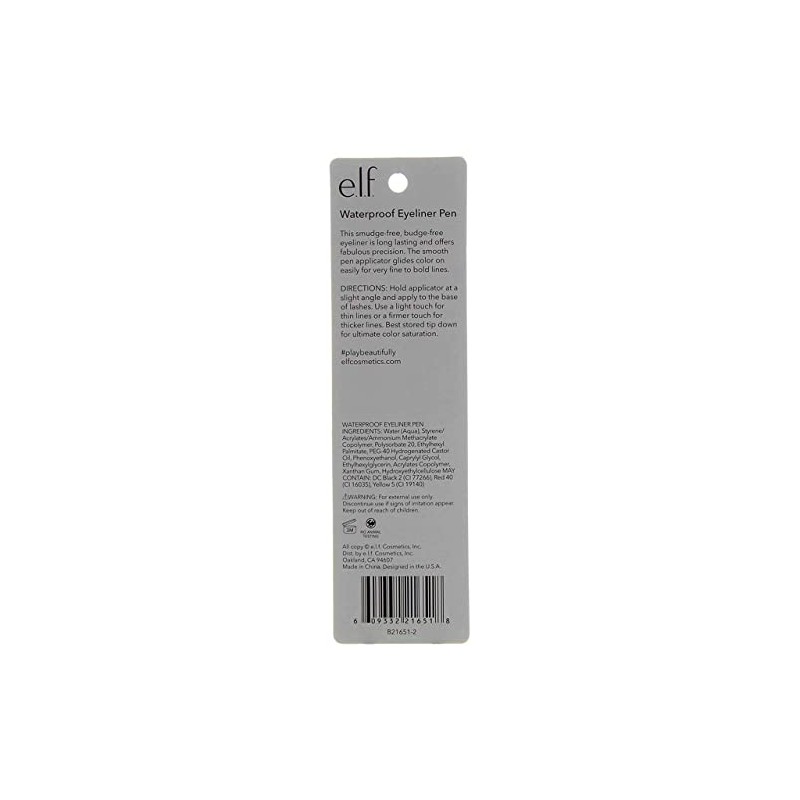 e.l.f. Waterproof Eyeliner Pen, Black, 0.06 Ounce