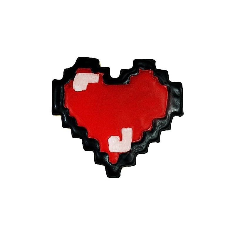 R&M Heart Pixelated 3" Tinplated Cookie Cutter, Silver