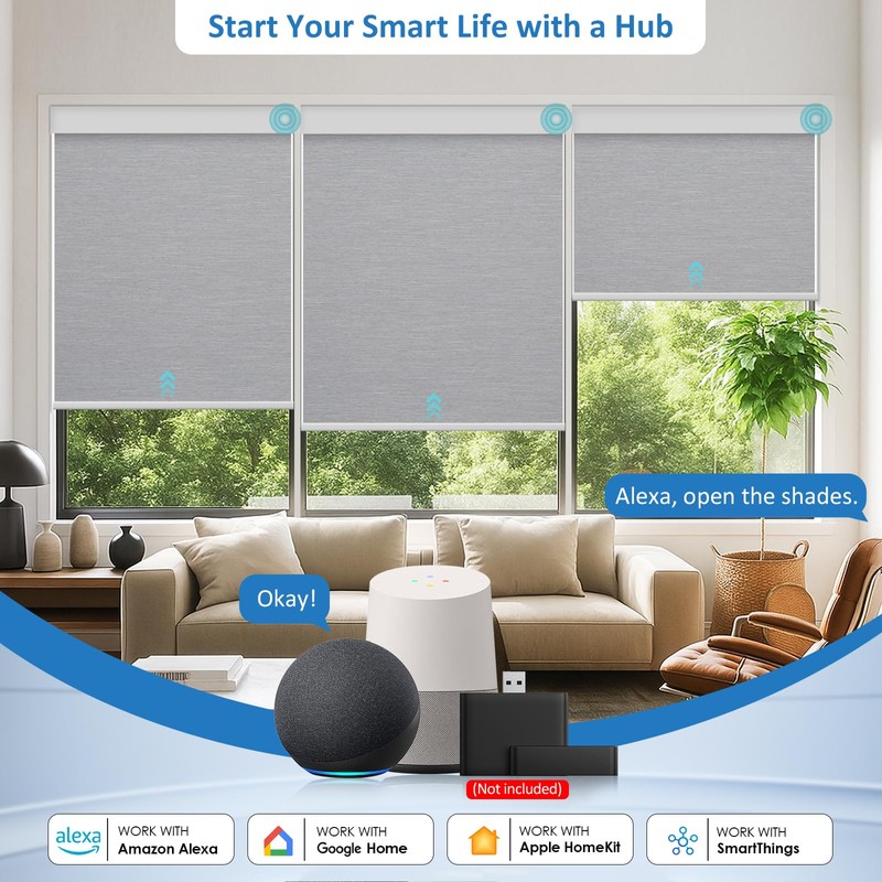 MANSNIX Smart Motorized Blinds with Remo324242 Blackout Electric Blind for