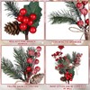 Zeyune 50 Pieces Christmas Floral Picks Christmas Artificial Snowy Red