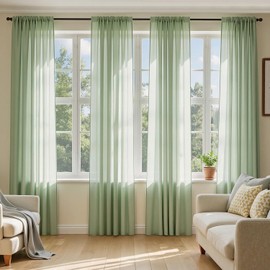 MIULEE Cortinas Transparentes de Color Verde Salvia de 108 Pulgadas de Largo, Juego de 4 Paneles, Cortinas de Gasa con Bolsillo para Barra de Filtrado de Luz, Tratamientos para Ventanas, Tela Semi