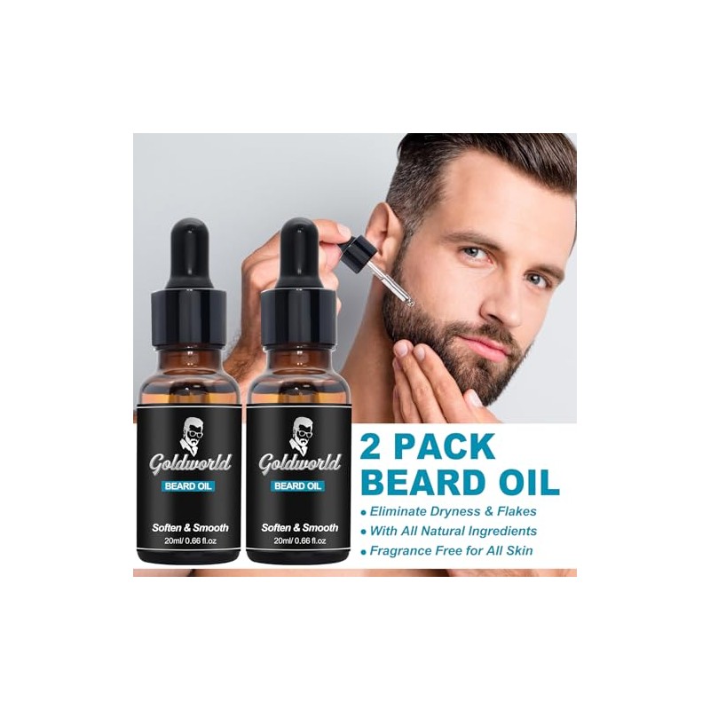 Beard Care & Grooming Kit w/Free Beard Soap,Unscented Beard Oil,Beard