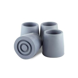 Essential Medical Supply Cane Tips - Replacement Pack of 4, Non-Skid Rubber Tips for Walking Canes, Designed to Fit 1" Wide Tubing with Metal Washer Insert, Grey Color