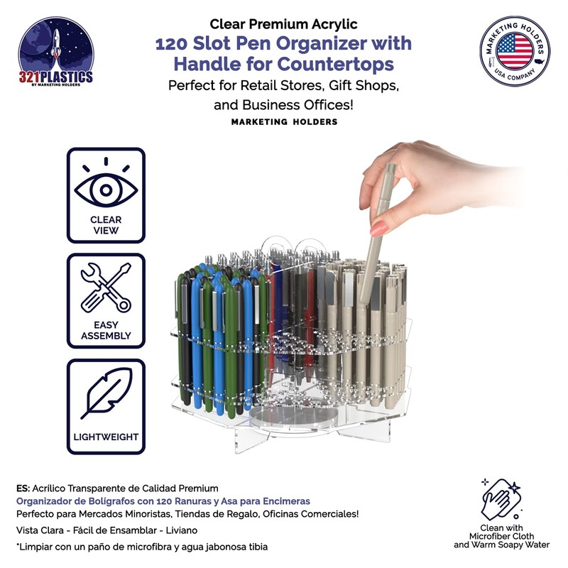 Marketing Holders 2 Pack Pen Holder 120 Slot Clear Acrylic
