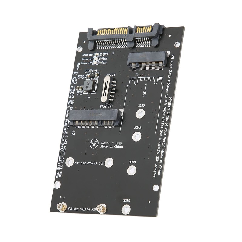M.2 to SATA Converter Adapter, SATA M.2 + MSATA to