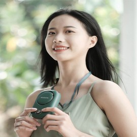 AOCOOLFAN Portable Neck Fan, Mini Small Personal Handheld Fan USB Rechargeable 3 Speed for Girls Boys Woman Eyelash Travel Home Office Outdoor (Green)