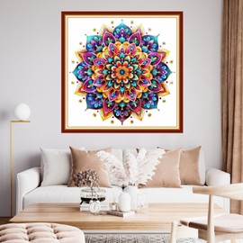 Findvoor Stamped Cross Stitch Kits for Beginner Embroidery Kits for Beginners Adults DIY 11CT Cross Stitch Patterns Needlepoint Kits Crossstitching Kits-Magic Mandala 18x18 inch