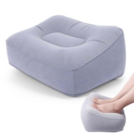 Inflatable Travel Foot Rest Pillow, Tavel Footrest Cushion,Soft Flocking Foot Pillow for Airplane, Cars, Office, Home