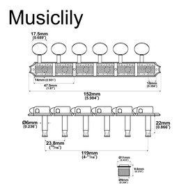 Wilkinson Deluxe WJ55S Vintage 6 Inline Split Shaft Guitar Tuners Machine Heads Tuning Pegs for Squier Fender Classic Vibe Strat/Tele Style Electric Guitar, Chrome