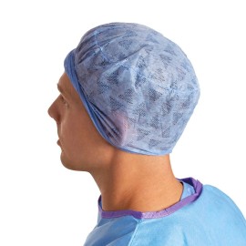 Medline *100-Pack* Medline Premium Surgical Cap Elastic Back Blue NON61950