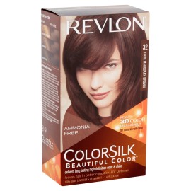 Revlon ColorSilk Hair Color, [32] Dark Mahogany Brown 1 ea (Pack of 4)