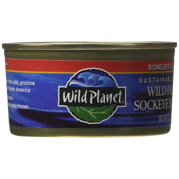 Wild Planet Sockeye Salmon, Skinless & Boneless, 3rd Party Mercury Tested, 6 Ounce (Pack of 4)