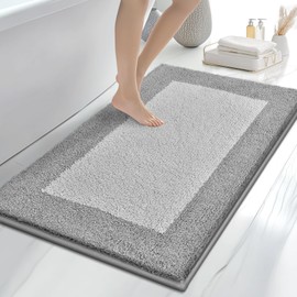 Bathroom Rugs 30" x 46", Non-Slip Extra Soft Absorbent Bath Rugs, Machine Washable Quick Dry Bath Mats for Bathroom Floor, Shower, Bathtub and Sink, Light Grey & Grey