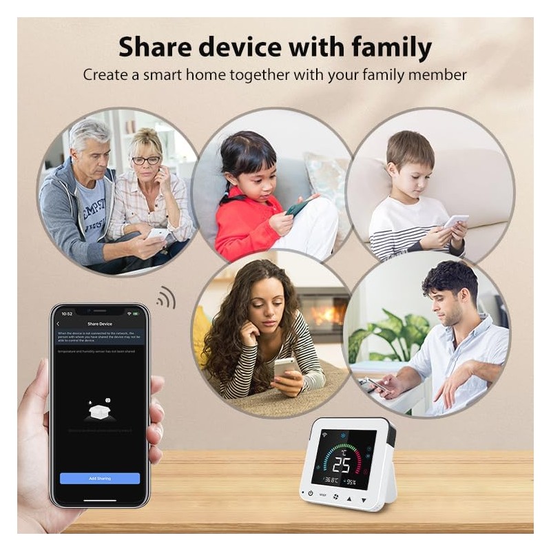 Smart Air Conditioner Controller, WenzhiIoT WiFi Thermostat for Mini-Split,Window,Portable AC&Heat