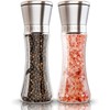 Enhanced Salt and Pepper Grinder Duo: Set of 2 Stainless Steel Shakers with Adjustable Coarse Mills, Easy-to-Clean Ceramic Grinders, and Bonus Silicone Funnel & Cleaning Brush