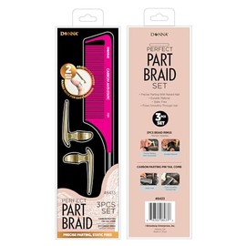 DONNA Perfect Part Braid with Carbon Parting Pintail Comb – Stainless Steel Finger Ring Tool for Hair Parting & Braiding Sectioning – Salon & DIY Styling Aid