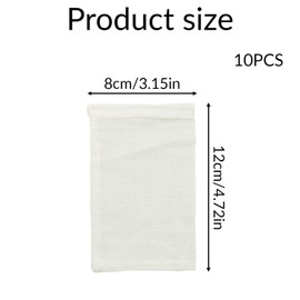 Tabanzhe Muslin Drawstring Bags-10PCS 12 x 8cm Cotton Mesh Bag Reusable Tea Coffee Filter Bags Crafts Soap Nuts Gift Bag Spices Storage Bag