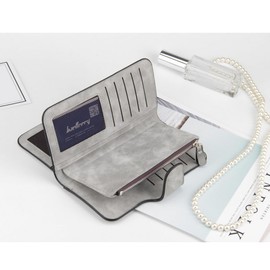 YUEcthynous Women's Large Wallet, Soft Synthetic Leather Purse, Women's Small and in Purse in Very Beautiful Colours with Many Compartments, lightgrey, Fashion