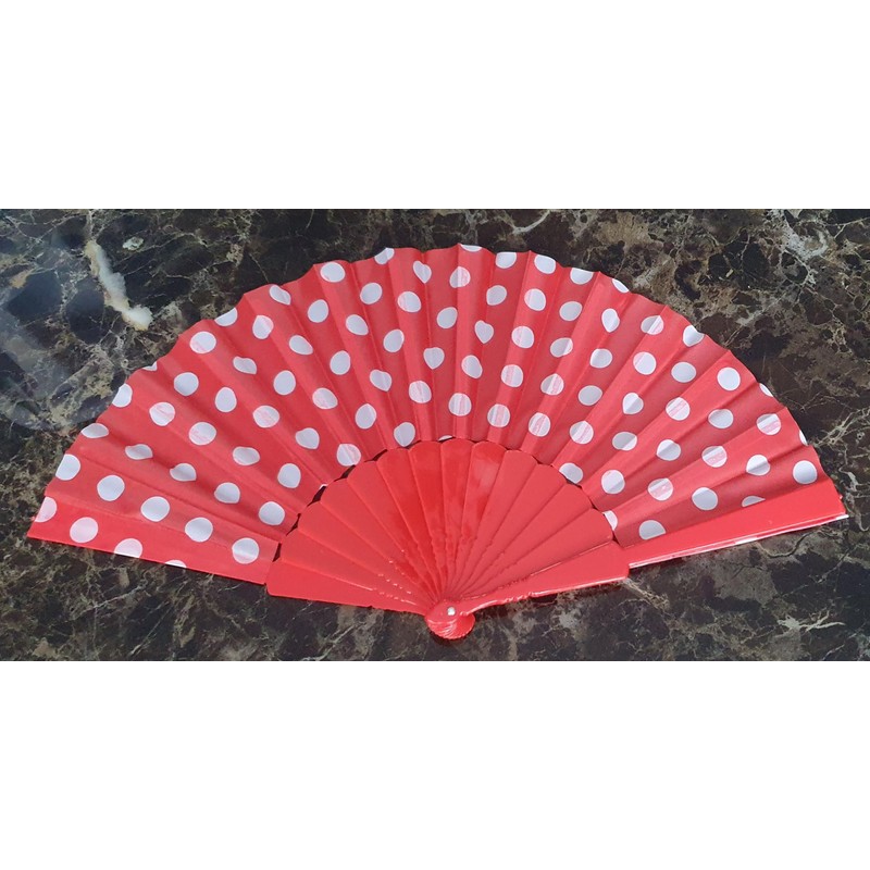 Fat-catz-copy-catz Red Polka Dots Spotted Portable Foldable Spanish Hand Fan