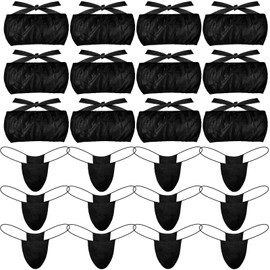 Geyoga Geyoga 100 Pcs Women Disposable Underwear Set, Disposable Bras and Thong Panties for Spa (Black)